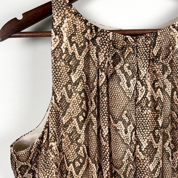 Lauren Ralph Lauren Dress Womens 14 Brown Snake Python A-Line Sleeveless Pleated - Picture 5 of 12